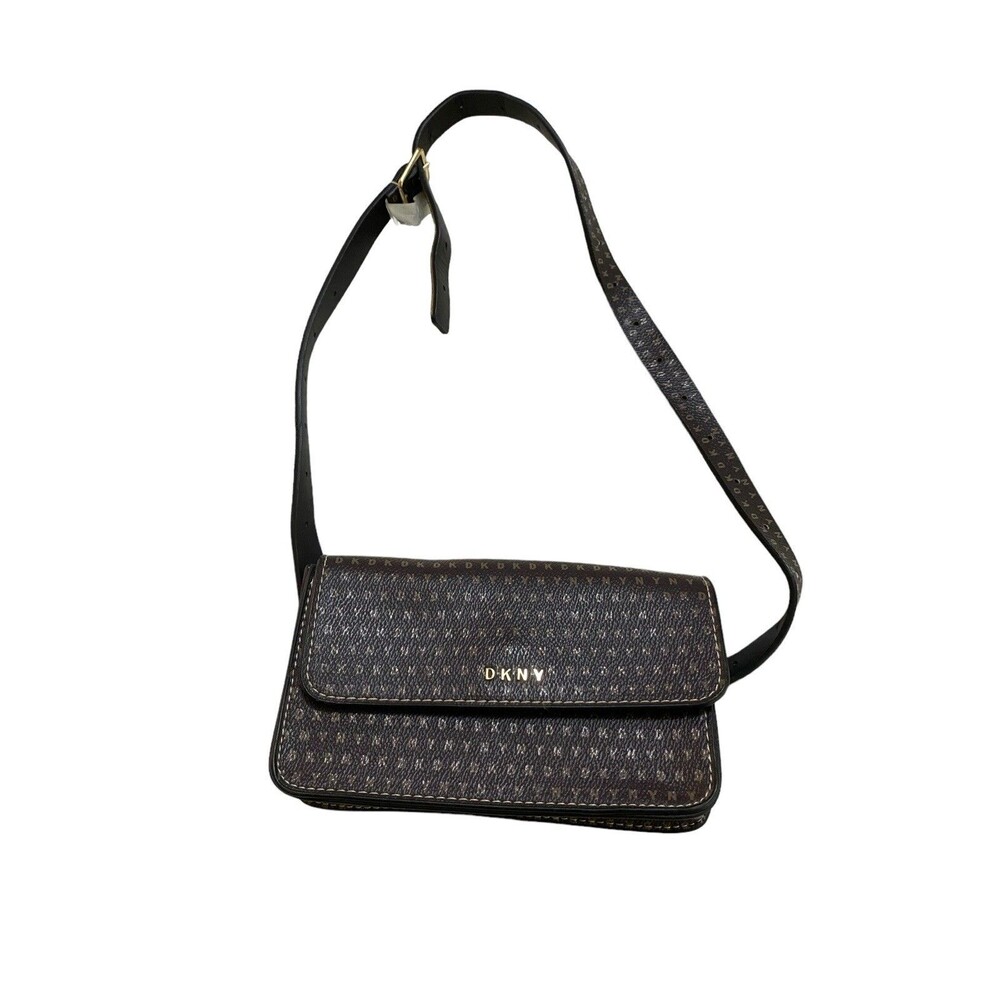 DKNY Brown Logo Belt Bag Waist Crossbody Adjustable Strap NWT $58